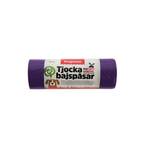 Dogman Tjocka Bajspåsar med Handtag 50-pack (Lila)